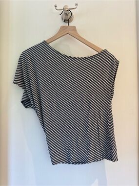 Urban Outfitters Black and White Diagonal Stripe Short Sleeve Top